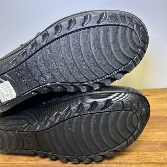 Skechers Womens 9.5 Parallel Double Trouble Black Wedge Booties Ankle Fall Boot - Picture 15 of 15